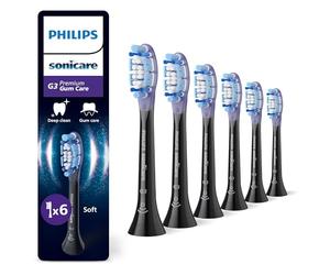Philips Sonicare G3 Premium Gum Care, cabezales de cepillo dental de repuesto originales, negro, paquete de 6, HX9056/88