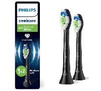 Philips Sonicare W2 Optimal White, cabezales de cepillo dental de repuesto originales, negro, paquete de 2, HX6062/88