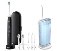 Philips Sonicare Kit de cuidado completo, hilo dental compacto 1000, azul, ProtectiveClean 5300 cepillo de dientes eléctrico recargable, negro y paquete de 2 boquillas compactas, BD2002AZ