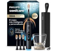 Philips Sonicare Next-Generation DiamondClean 9900 Prestige Cepillo de dientes eléctrico - con SenseIQ, Smart Coverage Feedback, Smart Pressure Feedback y 24 ajustes, negro cuarzo, HX9815/92