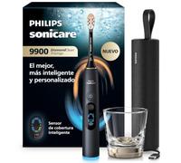 Philips Sonicare Next-Generation DiamondClean 9900 Prestige Cepillo de dientes eléctrico - con SenseIQ, Smart Coverage Feedback, Smart Pressure Feedback y 24 ajustes, negro cuarzo, HX9813/92