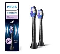 Philips Sonicare S2 Sensitive, pack de 2 cabezales para cepillo eléctrico, negro, HX6052/88
