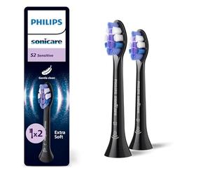 Philips Sonicare S2 Sensitive, pack de 2 cabezales para cepillo eléctrico, negro, HX6052/88