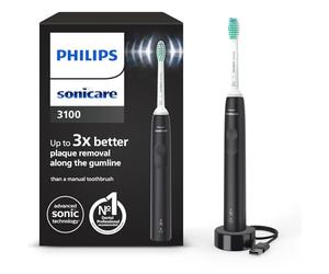 Philips Sonicare serie 3100, cepillo dental eléctrico, sónico, sensor de presión y temporizador, negro, HX3671/14, Negro
