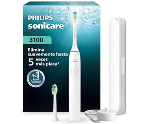 Philips Sonicare Serie 3100 - Cepillo dental sónico con sensor de presión, 3 niveles de intensidad, función EasyStart, SmarTimer, autonomía de 14 días, estuche, blanco, HX4034/21, [Nuevo]