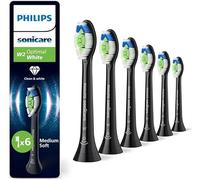 Philips Sonicare W2 Optimal Black Medium Soft - Cabezal de cepillo de dientes (6 unidades)