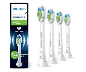 Philips Sonicare W2 Optimal White, cabezales de cepillo dental de repuesto originales, blanco, paquete de 4, HX6064/87