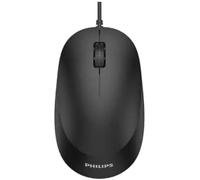Philips SPK7207BL- Ratón con Cable ergonómico con conexión USB 2.0, 1200 PPP, 3 Botones, Agarre ambidiestro, Negro