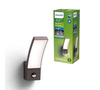 PHILIPS Splay Aplique LED Exterior con Sensor de Movimiento, Gris | 12W 1600lm 2700K, Resistente a Sol, Agua e Intemperie, Para Jardines y Patios, Iluminación Ultraeficiente, 50% Menor Consumo