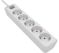 Philips SPN1152WA/10 - Regleta de 5 Enchufes Schuko, Interruptor Encendido/Apagado, Cable de Alimentación Trenzado 1,5 Metros (Alta Resistencia) - Color Blanco