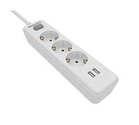 Regleta con Interruptor Philips SPN3032WA/10/ 3 Tomas de corriente/ 2 USB/ Cable 2m/ Blanca