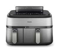 Freidora de aire Philips NA555/00 9L Doble Cubeta Rapid Air 12 Programas Pantalla LED Plata