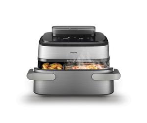 Philips Steam Airfryer 5000 Series Megabasket - Freidora de aire caliente con función de vapor - Steam, Airfry, SteamFry, 9.5L Megabasket o 3L + 6L Dual Basket, separador de cestas, limpieza a vapor