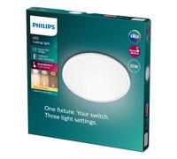 Philips - Plafón Philips Superslim, lámpara LED de techo funcional, color blanco, luz blanca cálida regulable, 27K - 15W