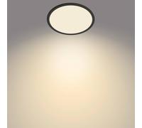 Philips - Plafón Philips Superslim, lámpara LED de techo funcional, color negro, luz blanca cálida regulable, 27K - 15W