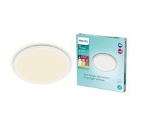 Philips SuperSlim Plafón LED de baño (15 W), 3 ajustes de luz, Luz blanca cálida, Regulable, Protección IP44, Blanco, 25 cm