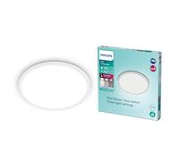 Philips SuperSlim Plafón LED de baño (15 W), 3 ajustes de luz, Luz blanca fría, Regulable, Protección IP44, Blanco, 25 cm