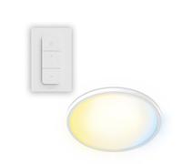 Philips Superslim Plafón LED de techo con mando a distancia, 5 escenas de iluminación, Regulación profunda hasta el 1%, Fácil control e Instalación, Fino, 29.1 cm, 16 W, Redondo, Blanco