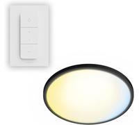 Philips Superslim Plafón LED de Techo Redondo + Interruptor de Pared, Negro | 16W, Luz Blanca Regulable, 5 Escenas de Iluminación, Tecnología EyeComfort, Fácil Control e Instalación, Ultrafino, 29.1cm