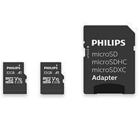 Philips Tarjeta MicroSD de 32 GB, hasta 80 MB/s (R), MicroSDHC con Adaptador SD A1 / U1 / C10 / V10, Paquete de 2 Unidades, Modelo n. FM32MP45D