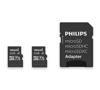 Philips Tarjeta MicroSD de 32 GB, hasta 80 MB/s (R), MicroSDHC con Adaptador SD A1 / U1 / C10 / V10, Paquete de 2 Unidades, Modelo n. FM32MP45D