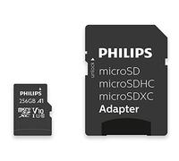Philips Tarjeta SDXC de 256 GB + Adaptador SD UHS-I U1 Reads up to 80 MB/s A1 Fast App Performance V10 Memory Card for Smartphones, Tablet PC, Lector de Tarjetas