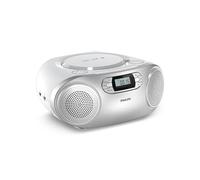 Philips TAZ2000 Reproductor CD portátil con Radio FM, Bluetooth 6.0, Reproducción USB, Entrada Audio, Graves dinámicos, Altavoces estéreo de 6W, Corriente/batería, Asa de Transporte - Plata