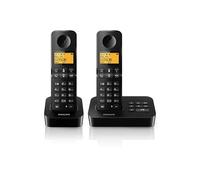 Philips Teléfono fijo D2652B/01 Dual-teléfono doméstico con contestador automático-pantalla de 1'6 pulgadas-agenda telefónica -reconocimiento del número de llamada - números de marcación rápida -negro