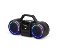 Philips The Roller Altavoz inalámbrico TAMS60B - 120 W máximo, Bluetooth 6.0, IP67 Impermeable, batería de 24 Horas, Sonido estéreo, diseño Retro, Auracast, USB-C, Luces LED, Color Negro