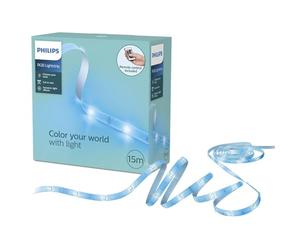 PHILIPS Tira LED, 15M, 12W, RGB, con mando a distancia incluido, Luz Led habitación, Perfecta para Decoración Navidad, Fiestas