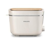 Philips Tostadora Edición Eco Conscious - 2 Ranuras, 8 Ajustes, Rejilla Calientabollos, Descongelación, Diseñada con Plásticos Biológicos, Blanco Seda Mate (HD2640/10)