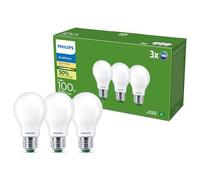 Philips UltraEfficient Bombilla LED, paquete de 3, A60, E27, 1535 Lúmenes, 100 W, Ahorro de Energía, EyeComfort, Larga Duración, Luz Blanca Cálida 2700 K, Diseño Clásico, Bombilla Bajo Consumo Mate