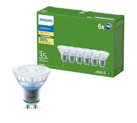 Philips UltraEfficient Foco LED Interior Techo GU10, Paquete de 6, 215 Lúmenes, 35 W, Sin Parpadeos, EyeComfort, Larga Duración, Luz Blanca Cálida 2700 K