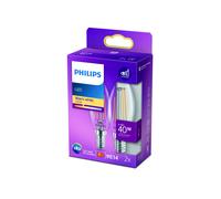 Bombilla LED de filamento tipo vela de Philips, equivalente a 40 W, casquillo E14, luz blanca cálida, no regulable [clase energética F]