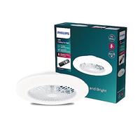 Philips - Ventilador de Techo Amigo, compacto, motor DC, con luz led integrada 20W (4400 lúmens), Luz Blanca regulable (3 temperaturas color), control remoto, Blanco Brillante