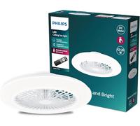 Philips - Ventilador de Techo Philips Amigo, compacto, motor DC, con luz led integrada 20W (4400 lúmens), Luz Blanca regulable (3 temperaturas color), control remoto, Blanco Brillante
