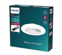 Philips - Ventilador de Techo Philips Amigo, compacto, motor DC, con luz led integrada 25W (5500 lúmens), Luz Blanca regulable (3 temperaturas color), control remoto, Blanco Brillante