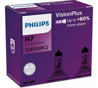 Philips VisionPlus Duopack H7 Halógeno Hasta 60% más Luz 55W 12V Bombillas Coche