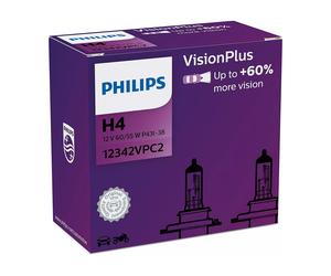 Philips VisionPlus H4 Halógeno Hasta 60% más Luz 60/55W 12V Lámparas de Coche