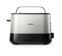 Philips Viva Collection Tostadora, 2 Ranuras Extraanchas, Función para Panecillos Integrada, 7 Intensidades, Bandeja Recogemigas Desmontable, Gris (Metal) (HD2637/90)