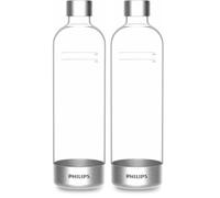 Philips Water ADD912 Botella para Sifón de Soda, Agua con Gas, Bebidas corbonatadas, Plástico y Acero Inoxidable, Transparente, 1 Litro (Paquete de 2)
