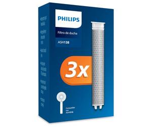 Philips Water Alcachofa de ducha con filtro - Filtro de repuesto 3 PACK, elimina eficazmente el cloro y otras partículas grandes, capacidad de filtrado de 1 mes