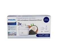 Philips Water Cartuchos de filtro de agua de repuesto, pack de 3 filtros, compatible con Brita, reduce los MICROPLÁSTICOS, el CLORO, la CAL, los METALES PESADOS