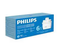 Philips Water Cartuchos de filtro de agua de repuesto, pack de 6 filtros, compatible con Brita, reduce los MICROPLÁSTICOS, el CLORO, la CAL, los METALES PESADOS