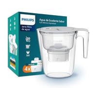 Philips - Jarra de filtro de agua + 4 cartuchos de filtro de repuesto Softening + Reducción de hasta un 50% de dureza del agua, flujo rápido, color blanco, 2,6 litros, temporizador electrónico