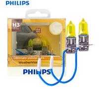 Philips WeatherVision H3 PK22s 2900K luz amarilla luces antiniebla halógenas para coche actualización genuina faro automático 12V 55W 12336WVS2