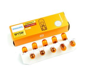 Philips WY5W T10 12V 5W Color ámbar Lámparas de señal de giro estándar Indlcator estándar 12396NACP