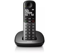 Philips XL4901DS/34 - Teléfono Inalámbrico Fijo, Pantalla LCD 1.9", Retroiluminación Blanca, Identificación de Llamada, Manos Libres, Altavoz Integrado, HQ Sound - Negro (Compatible: ES, IT, FR)