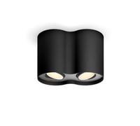 Philis Hue Pillar Doble Foco LED Inteligente Orientable + Interruptor Negro | Luz Blanca de Cálida-Fría Regulable, 2 Bombillas GU10 4.2W, Control por App y Voz, Compatible con Alexa, Apple y Google Home