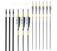 PHILOCS 12 Pz Blanco Azul Camuflaje Pluma de Pavo Flechas ID 6,2 mm Spine 350 Flecha de Carbono-Puro para Caza Tiro con Arco Práctica